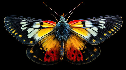 Colorful butterfly isolated on black background