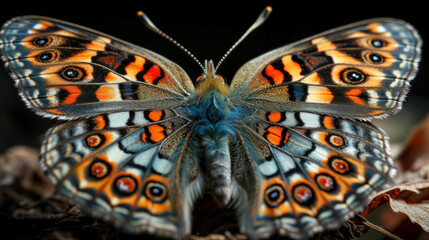 Colorful butterfly, close-up shot