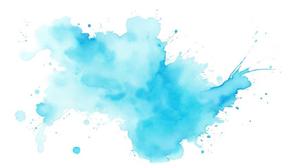 Watercolor soft blue stain, transparent background. Generative ai