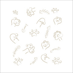 Cat Cat paws fishbone pattern seamless 