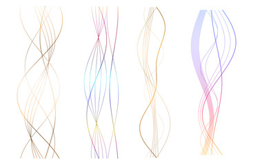 Design elements. Wave of many purple dotted lines. Abstract wavy stripes on white background isolated. Vector illustration EPS 10. Colourful waves with lines created using Blend Tool