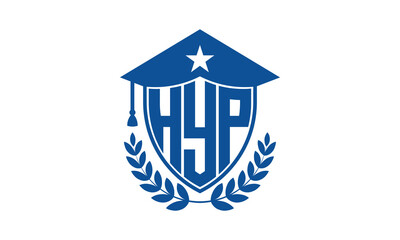 HYP three letter iconic academic logo design vector template. monogram, abstract, school, college, university, graduation cap symbol logo, shield, model, institute, educational, coaching canter, tech