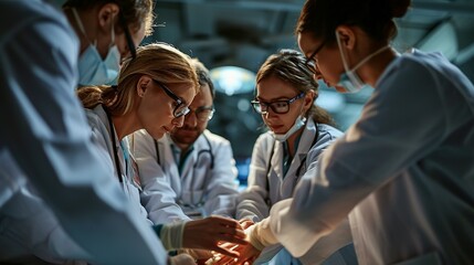 A photo series highlighting moments of camaraderie and teamwork among healthcare professionals, illustrating the collaborative spirit that defines the medical field on Doctor's Day - obrazy, fototapety, plakaty