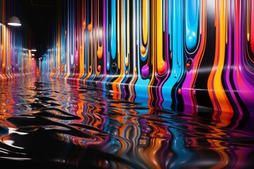 colorful liquid abstract background, reflections