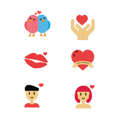 Set of valentine day colorful icons, vector