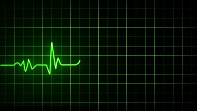 Heartbeat animation. Green glowing neon heart pulse. Heartbeat. Electrocardiogram	motion.
