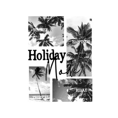 Holiday mode summer tropical beach scene typography t shirt design