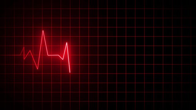 Emergency ekg monitoring. Blue glowing neon heart pulse. Heartbeat. Electrocardiogram	motion.