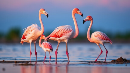 pink flamingo in the water