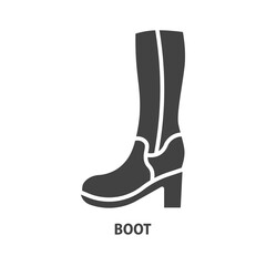 Woman boot glyph icon.  Vector illustration.