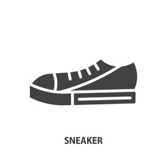 Woman sneaker glyph icon.  Vector illustration.