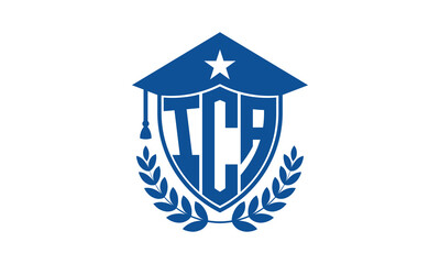 ICA three letter iconic academic logo design vector template. monogram, abstract, school, college, university, graduation cap symbol logo, shield, model, institute, educational, coaching canter, tech