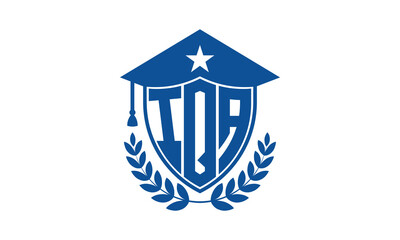 IQA three letter iconic academic logo design vector template. monogram, abstract, school, college, university, graduation cap symbol logo, shield, model, institute, educational, coaching canter, tech