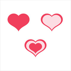Set of three red hearts vector,  valentines day heart