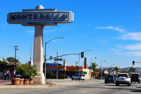 Montebello, California &ndash; October 30, 2023: Entrance of the City of Montebello, city in Los Angeles County, southwest of San Gabriel Valley
