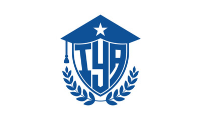 IYA three letter iconic academic logo design vector template. monogram, abstract, school, college, university, graduation cap symbol logo, shield, model, institute, educational, coaching canter, tech