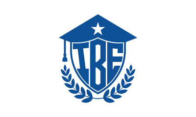 IBE three letter iconic academic logo design vector template. monogram, abstract, school, college, university, graduation cap symbol logo, shield, model, institute, educational, coaching canter, tech