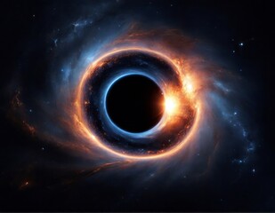 Obraz premium A mesmerizing image of a black hole amidst the starry expanse of space. Generative AI.