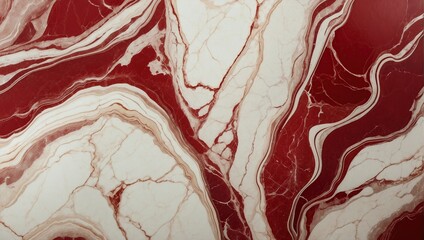 Rich cherry red and off-white marble texture with fluid veining for a sophisticated and luxurious look.