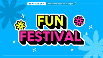 Fun festival 3d shadow, Vector editable text effect, typography