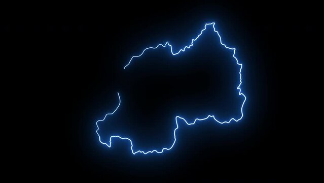 Animated Rwanda map icon with a glowing neon effect