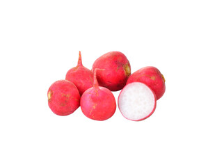 Fresh red radishes on transparent png