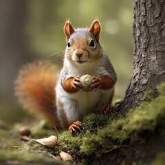 Obraz premium Squirrels Whimsical Sojourn into the World of Acrobatic Charm and Ecological Vitality ai generated