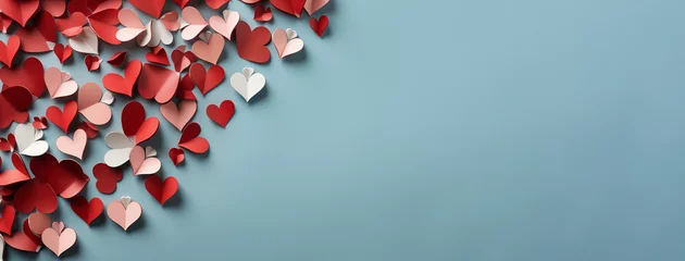 Fotobehang Fondo de color azul con corazones para el día de San Valentín © VicPhoto