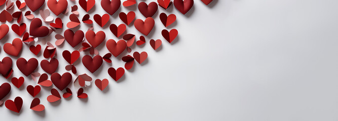 Fondo de color blanco con corazones para el día de San Valentín