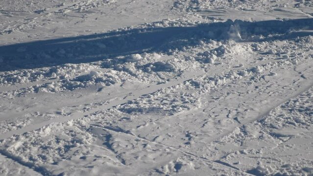 skiers, go down in pizza, close up, ski lesson