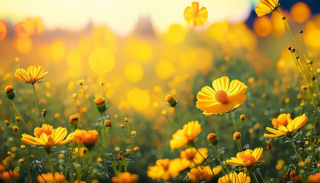 yellow blooming meadow suitable as background or cover