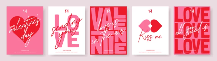 Foto op Canvas Valentine's day lettering card collection. Cute love sale flyer template, poster, label, ad, copy space, cover, banner design set. Modern typography art background. Trendy style. Vector illustration. © DDDART