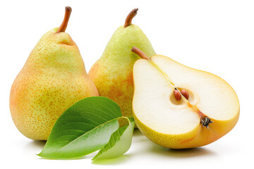 fresh sliced pears isolated on white or transparent png - obrazy, fototapety, plakaty