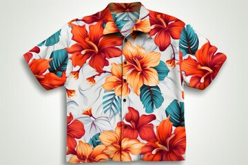Summer leaf shirt with short sleeves on hanging - obrazy, fototapety, plakaty