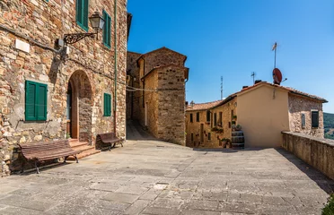 Photo sur Aluminium Tour de Pise The beautiful village of Castelnuovo Val di Cecina on a sunny summer morning. Province of Pisa, Tuscany, Italy. 