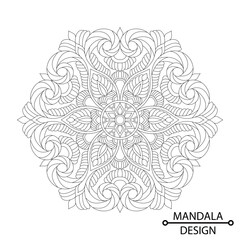 Abstrack Mandala of Coloring Book Page for Adults and Children