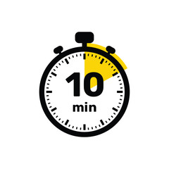 10 Minutes Analog Clock Icon white background design.