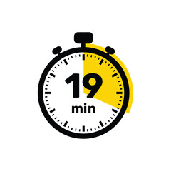 19 Minutes Analog Clock Icon white background design.