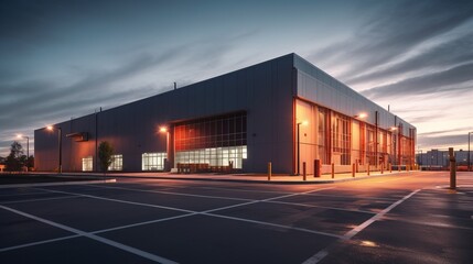 Obraz premium Modern logistics warehouse illuminated
