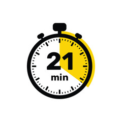 21 Minutes Analog Clock Icon white background design.