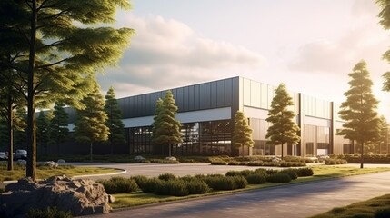 architecture structure of an modern logistics warehouse