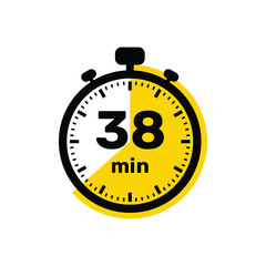 38 Minutes Analog Clock Icon white background design.