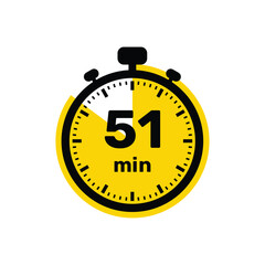 51 Minutes Analog Clock Icon white background design.