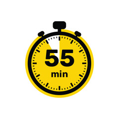 55 Minutes Analog Clock Icon white background design.