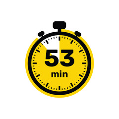53 Minutes Analog Clock Icon white background design.