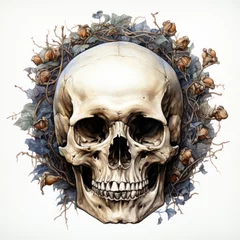 Stickers pour porte Crâne aquarelle watercolor Skulls and Bones clipart, Generative Ai
