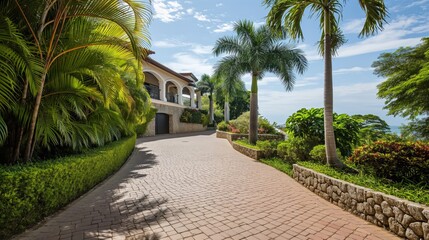 Fototapeta premium Driveway to luxury tropical villa