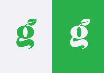 Grow logo design lettering vector template, letter G with leaf logo vector - obrazy, fototapety, plakaty