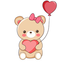 Obraz premium cute bear for valentine