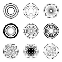 Halftone circular dotted frames set.